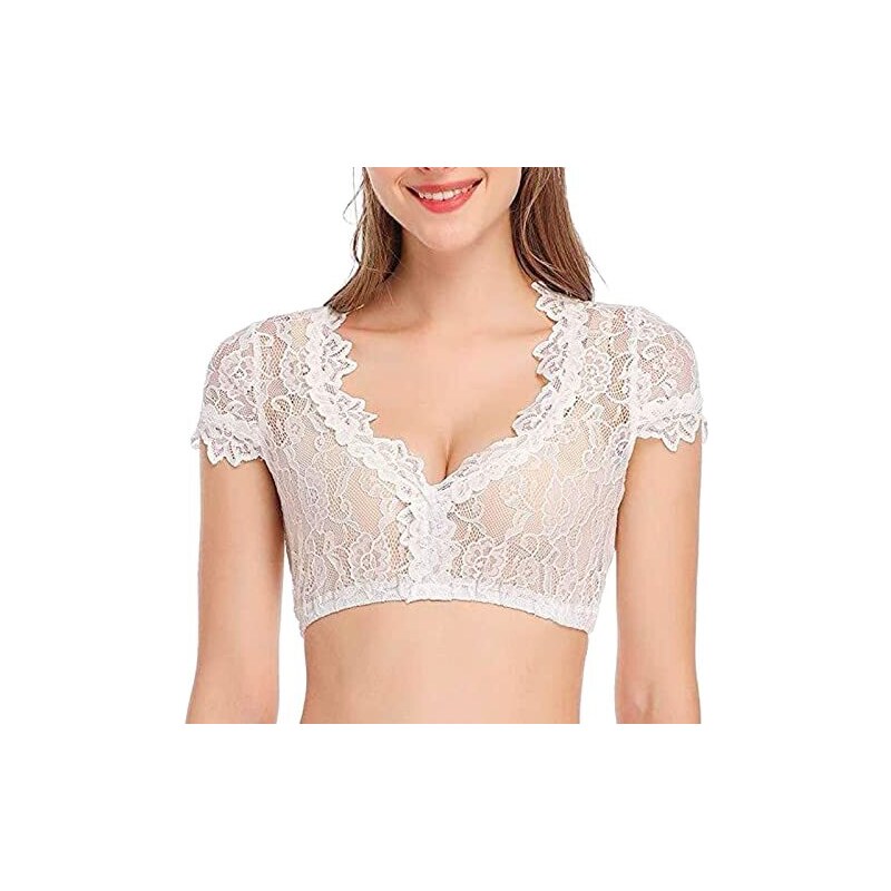 Camicetta Dirndl In Pizzo GORGLITTER Per Donna - Scollo A V, Elegante Per Oktoberfest