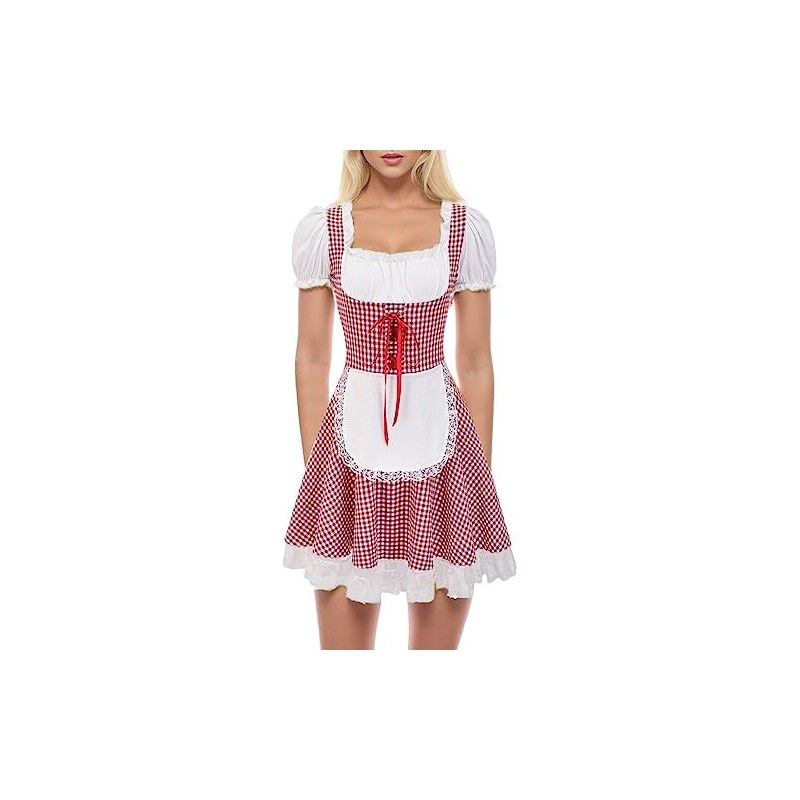 Zannycn Vestito da dirndelkleid Oktoberfest Costume da donna, costume  tradizionale bavarese, costume tradizionale bavarese, per feste di carnevale,  festa della birra, C6 rosso, S 