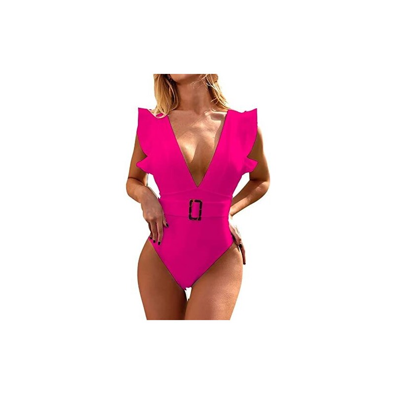 SHEKINI - Costume Da Bagno Intero Da Donna, Con Scollo A V
