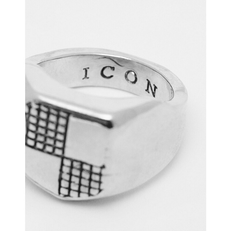 Icon Brand Icon - Anello per mignolo color argento con sigillo a scudo