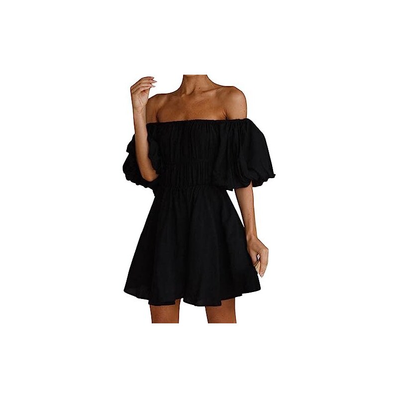 Robe Courte Femme Noire Taille 42, Taille Haute, Finitions Blanches, Style Casual