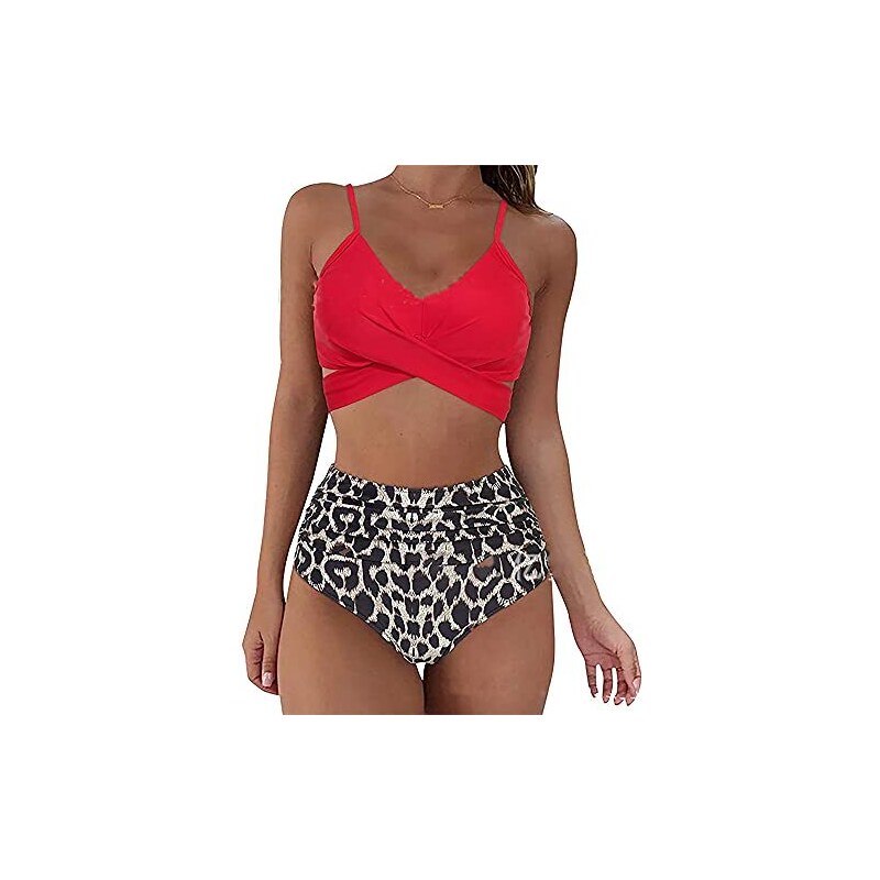 Holipick Costume Intero Vita Alta Donna - Fondo A Increspature E Lacci Laterali - Stile Retrò Sexy - Taglie S/M/L/XL