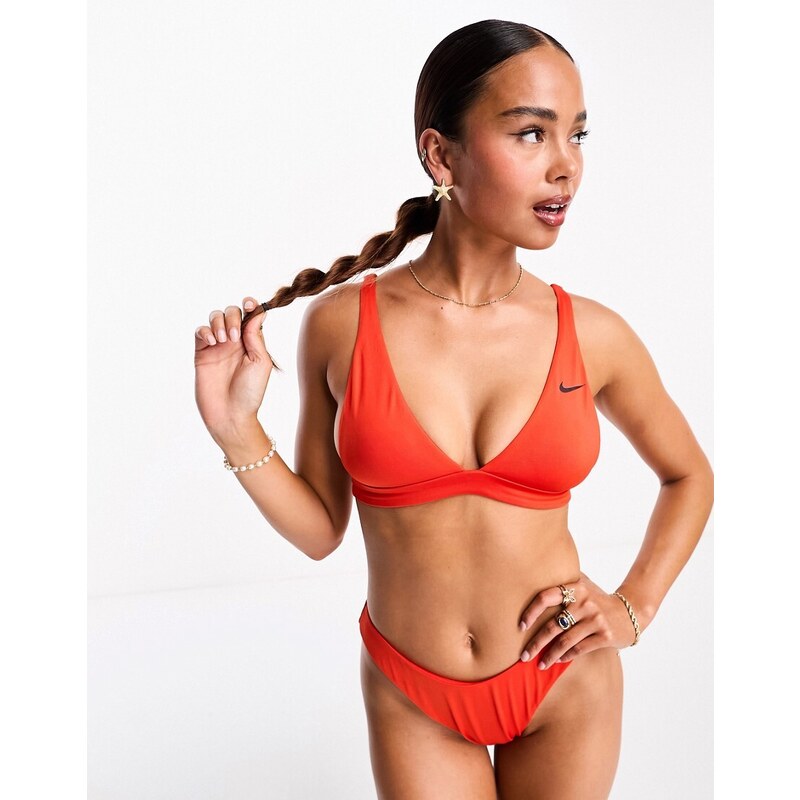 Nike Swimming - Essentials - Top bikini a brassière rosso