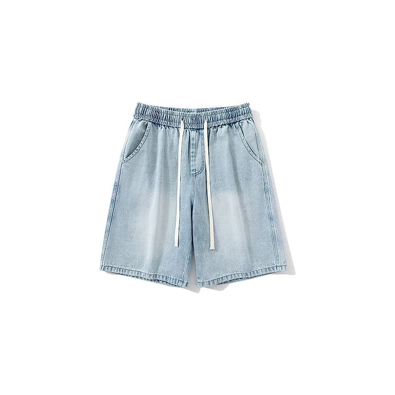 Pantaloncini Di Jeans Sottili Estivi Da Uomo Allungati A Va Alta Larghi Taglie Forti 40 44 46 48 Mezzi Jeans Pantaloni Corti Capri Grigi Neri - Foto 4