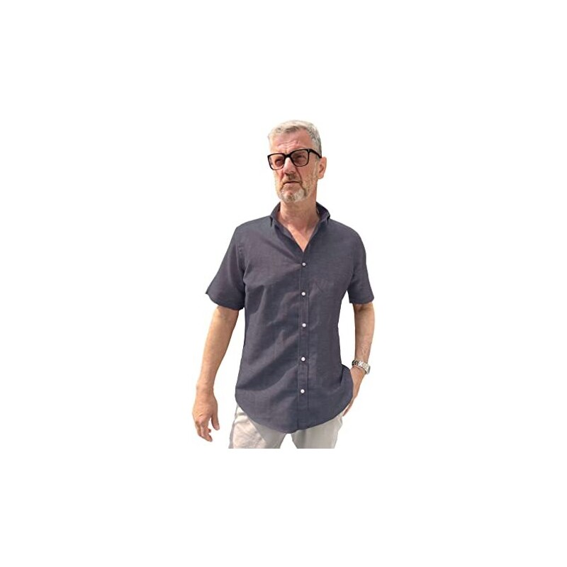 Camicia Uomo In Lino Navigare - Collo Classico, Slim Fit, Manica Lunga - Colore Carta Da Zucchero, Taglia L/50 - 2