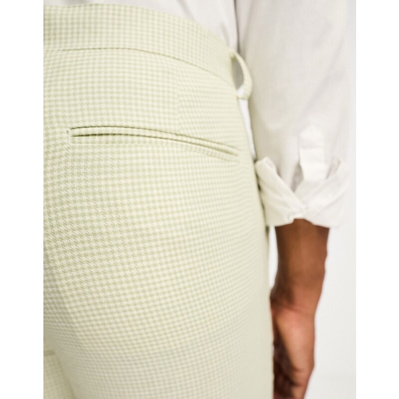 ASOS DESIGN - Pantaloni da abito super skinny in misto lino verde a quadri pied de poule