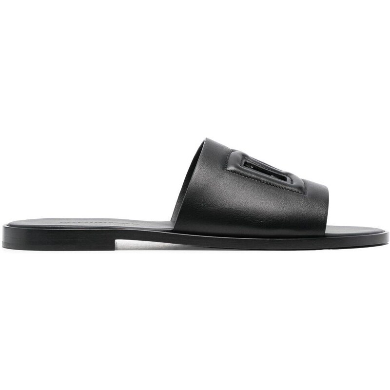 Dolce & Gabbana sandalo nero logo goffrato