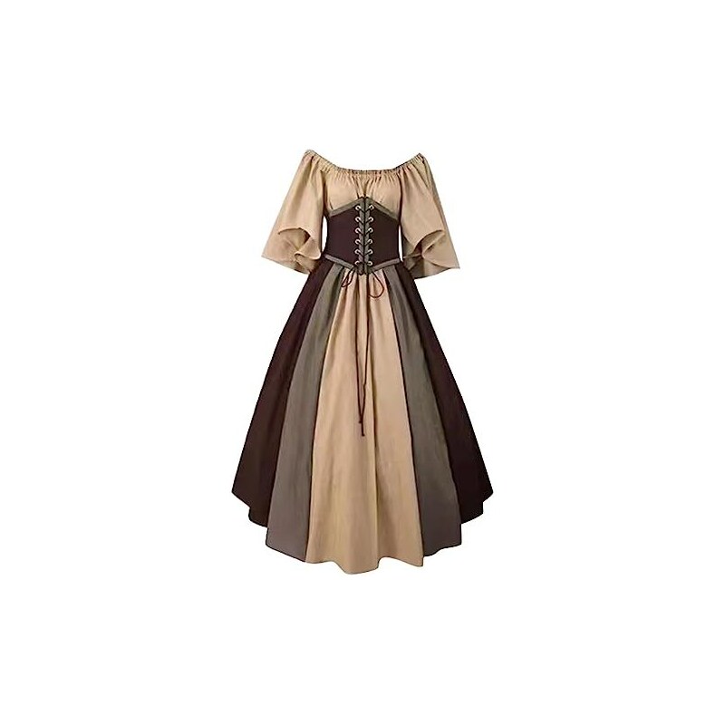 Scarlet Darkness Women Renaissance Off Shoulder High-Lo Pocket Dress