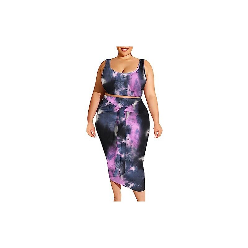 Abito Lungo Estivo Donna Senza Spalline - Stampa Tie-Dye Fascia - Bodycon Stretch - Taglie S-XL