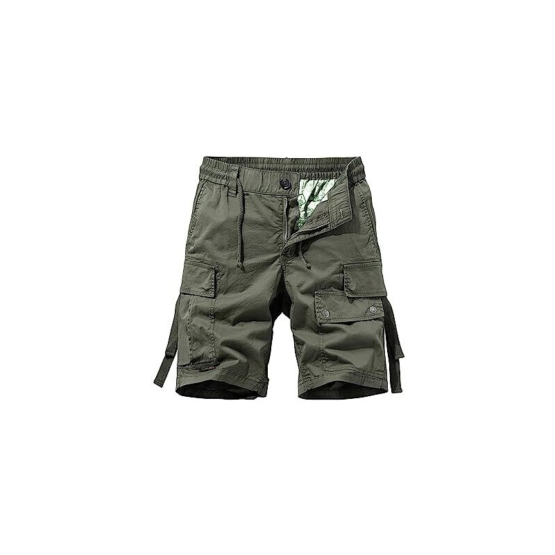 New front Pantaloncini Cargo Uomo Bermuda Uomo con Tasche Pantaloncini Cotone Pantaloncini Sport Bermuda Estate Tempo Libero Traspirante Tasca Multipla Spiaggia Corsa Campeggio Blu 30