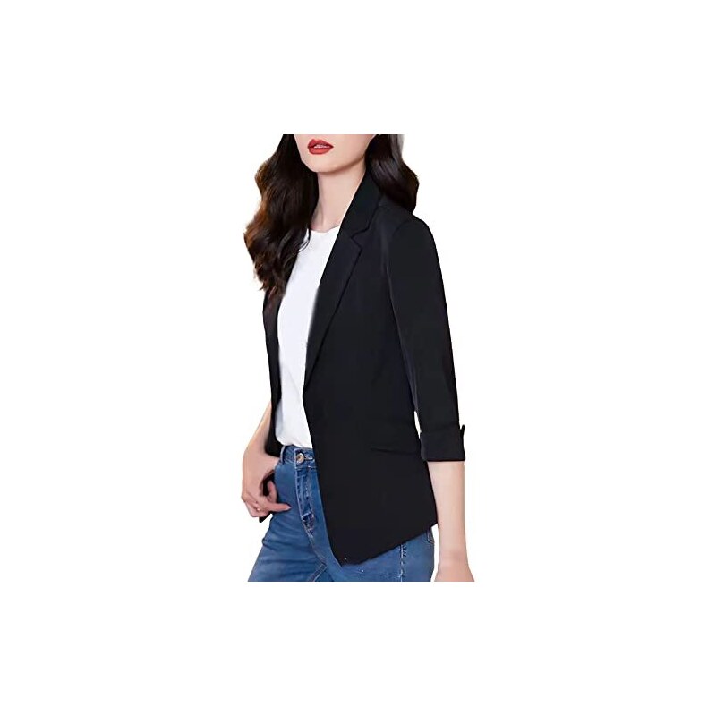 GRACE KARIN Cardigan Lungo Donna: Maniche Lunghe, Collo A Risvolto, Aperto, Nero, Taglia S