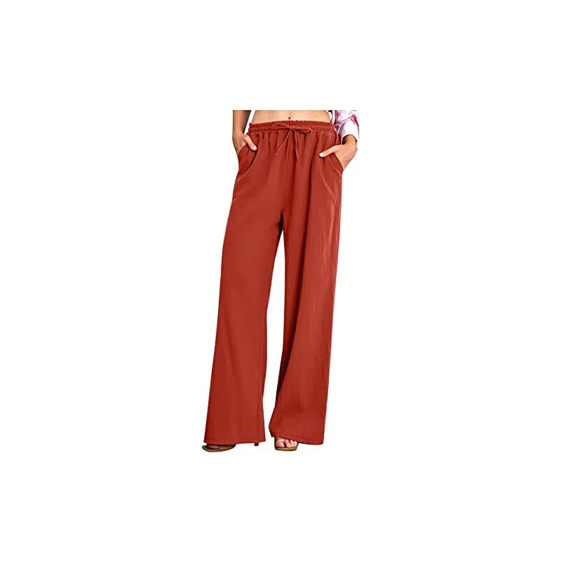 X-Image Pantaloni Estivi Comodi Donna Con Tasche - Elasticizzati, Vita Alta, Stampa Floreale, Gamba Larga (Taglia S-XXXL)