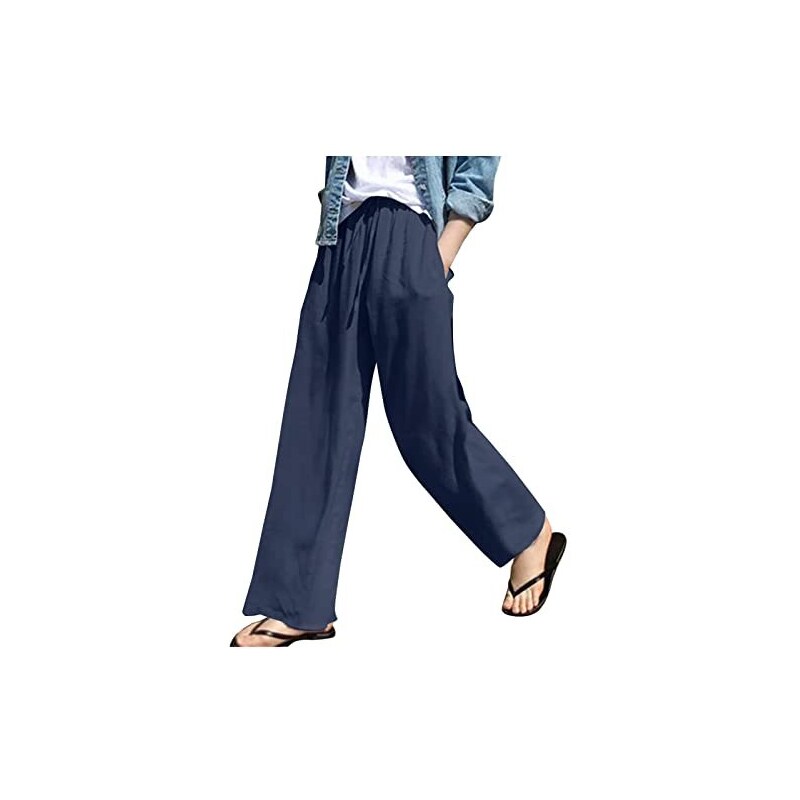 Pantaloni estivi da donna, leggeri, in tinta unita, lunghi, in
