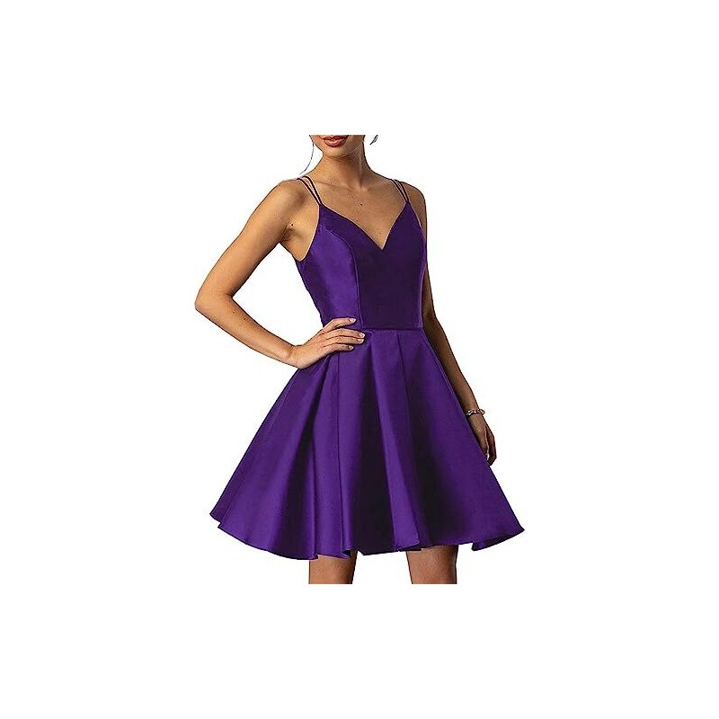 Abito Da Ballo In Raso Con Spalle Scoperte E Tasche – Midi Cerimonia Homecoming Con Reggiseno Integrato UK-BSCK005 - 4