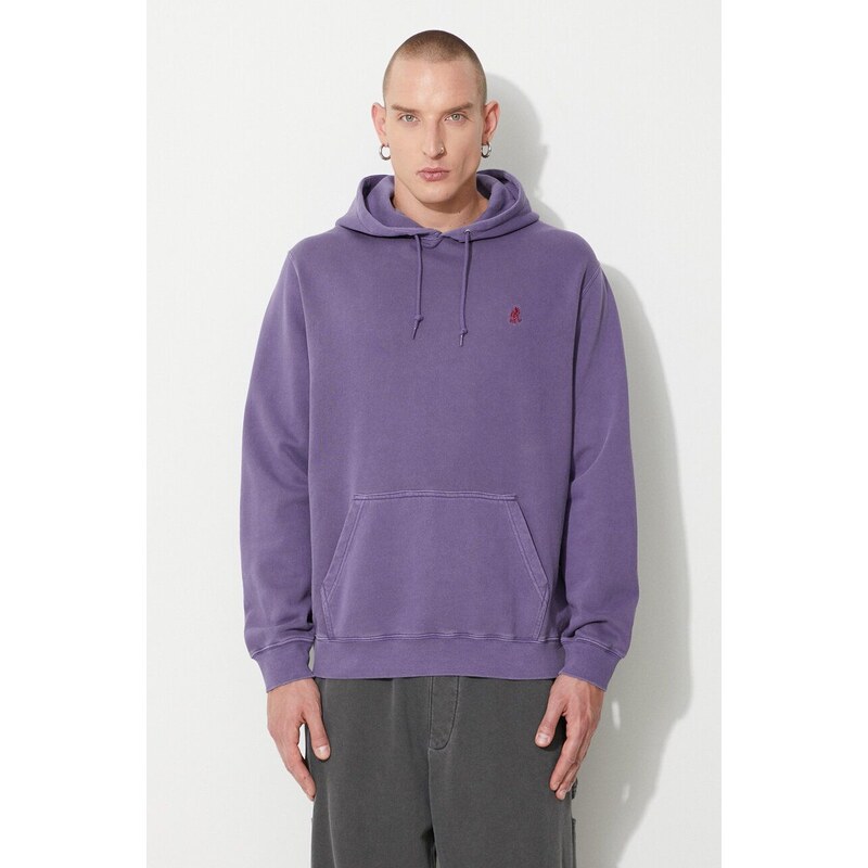 Gramicci felpa in cotone One Point Hooded Sweatshirt uomo colore violetto con cappuccio