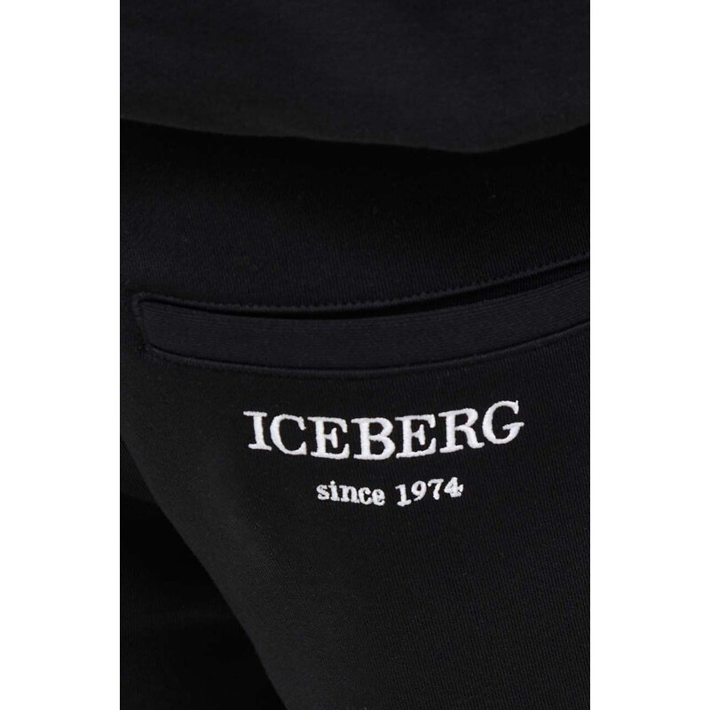Iceberg pantaloni da jogging in cotone colore nero con applicazione