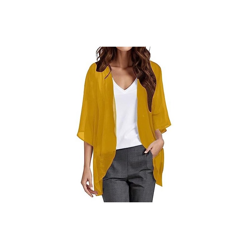 Bolero Coprispalle SSOULM Con Maniche 3/4, Cardigan Leggero Taglie Forti - Viola - S (e Altre Taglie Disponibili)
