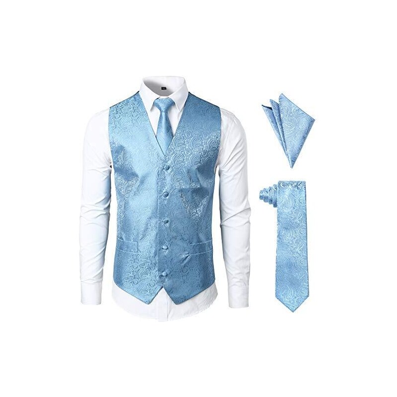 Cromoncent Camicia Uomo Maniche Lunghe + Cravatta E Fazzoletto | Set Giallo, Taglie Forti