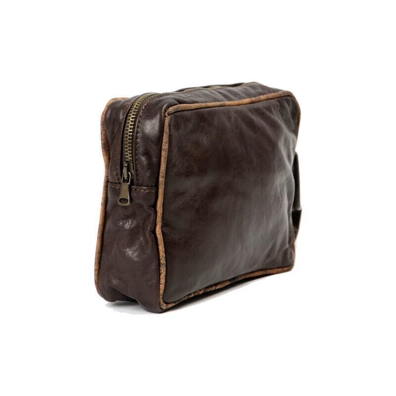 Leather Trend Travel - Borsello Uomo Testa di Moro Oil Vintage in vera pelle