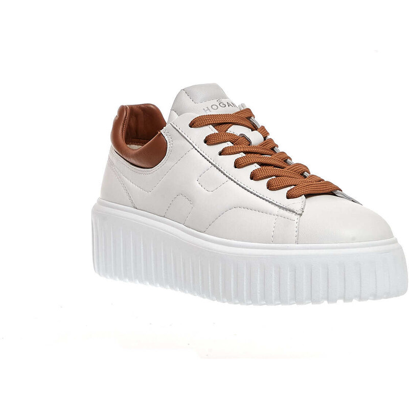 Hogan sneakers H Stripes in pelle bianco cuoio