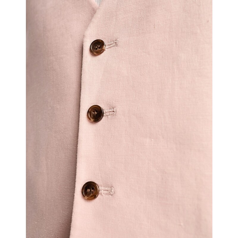 ASOS DESIGN - Gilet da abito rosa taglio corto in misto lino