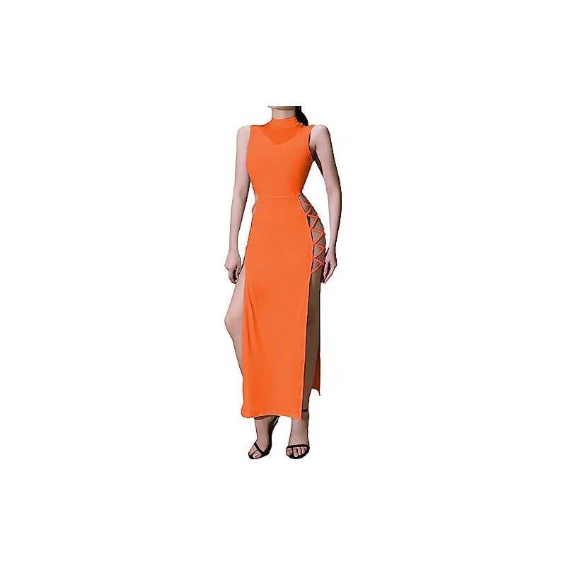 Vesper Tall - Vestito Midi Viola Con Spacco Sulla Coscia E Spalline Incrociate Sul Retro 107025300
