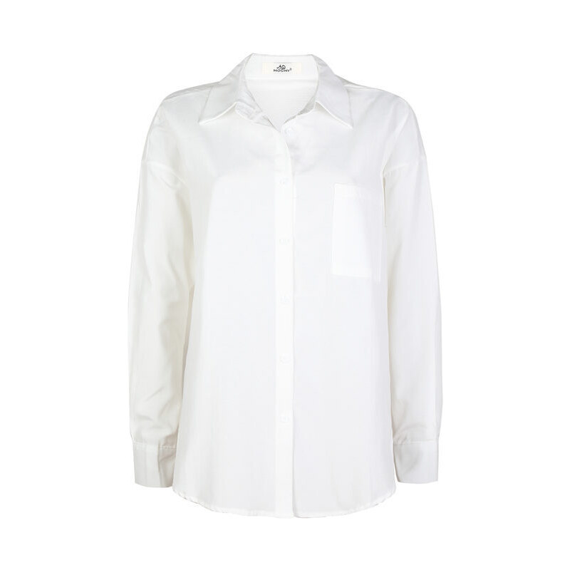 Mochy Maxi Camicia Donna Oversize In Cotone Classiche Bianco Taglia Unica