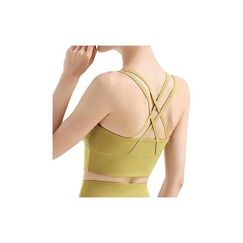 Reggiseno Sportivo Donna Elasticizzato Con Imbottitura Rimovibile – Verde, Taglia M – Per Yoga, Fitness E Palestra