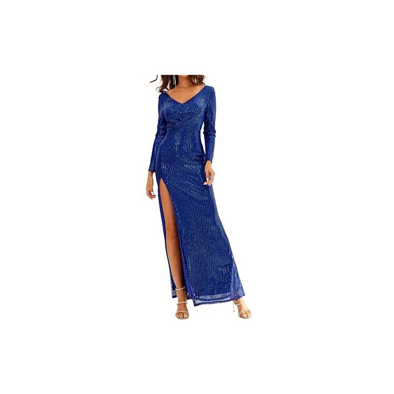 Costume da sirena da donna, maxi abito senza spalline, con volant e paillettes, gonna lunga a coda lunga, per cosplay, costume di Halloween (verde, M