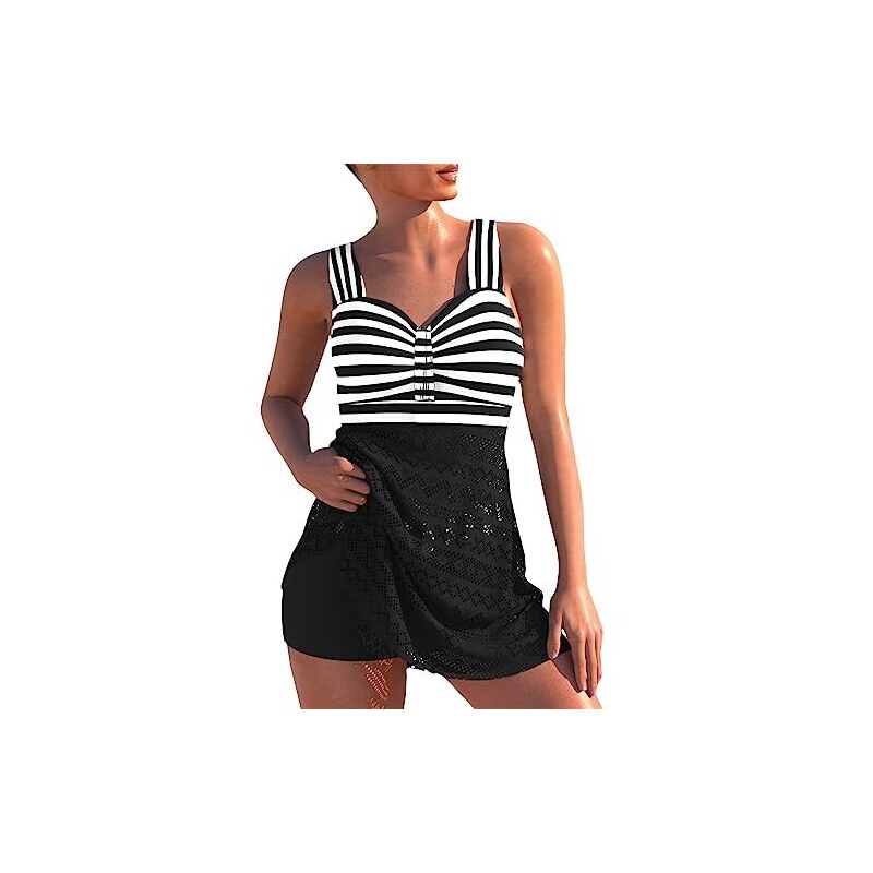 Set bikini a due pezzi per donna ragazza stampa bikini vintage set costume da bagno alto due donne retrò pezzo increspato vita costumi da bagno tankini set ferretto costumi da bagno per