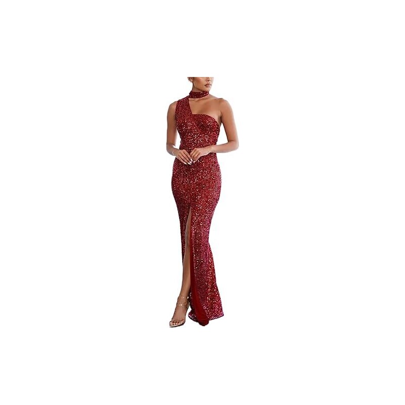 Inhzoy Abito Da Ballo Donna Vestito Brillante Elegante Con Nappa Frange Paillettes Lucido Senza Maniche Scollo A V Costume Da Latino Salsa Tango Cha - Foto 6