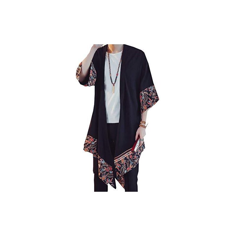 PRIJOUHE - Kimono da uomo, cardigan leggero casual misto