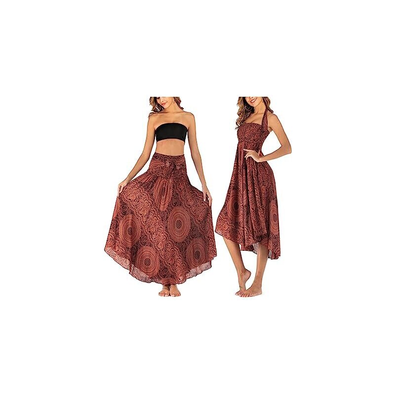 Abito Estivo Donna 2 In 1 - Vestito Spiaggia Boho Con Gonna, Senza Maniche, Taglia Unica - Foto 6