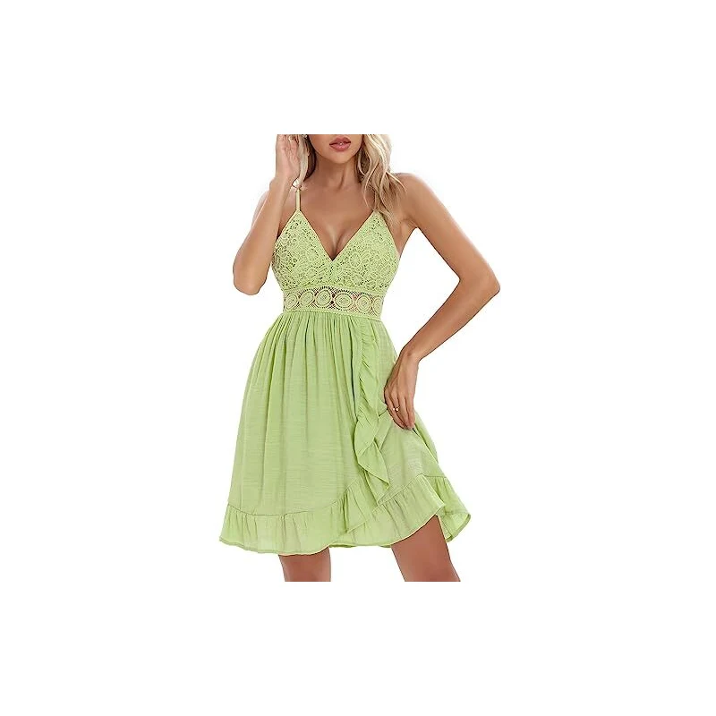 Geagodelia Abito Lungo Da Donna Elegante Vestito Stampa Floreale Schiena Nuda Spaghetti Abito Lungo Estate Per Cocktail Festa Spiaggia J Giallo L 114337396