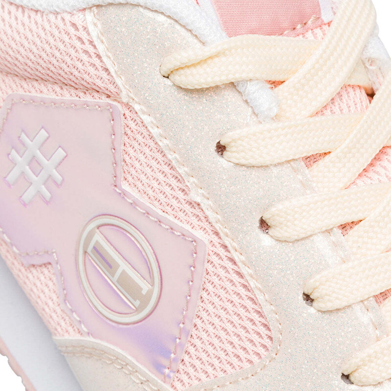 Sneakers rosa glitterate in tessuto mesh da ragazza Enrico Coveri