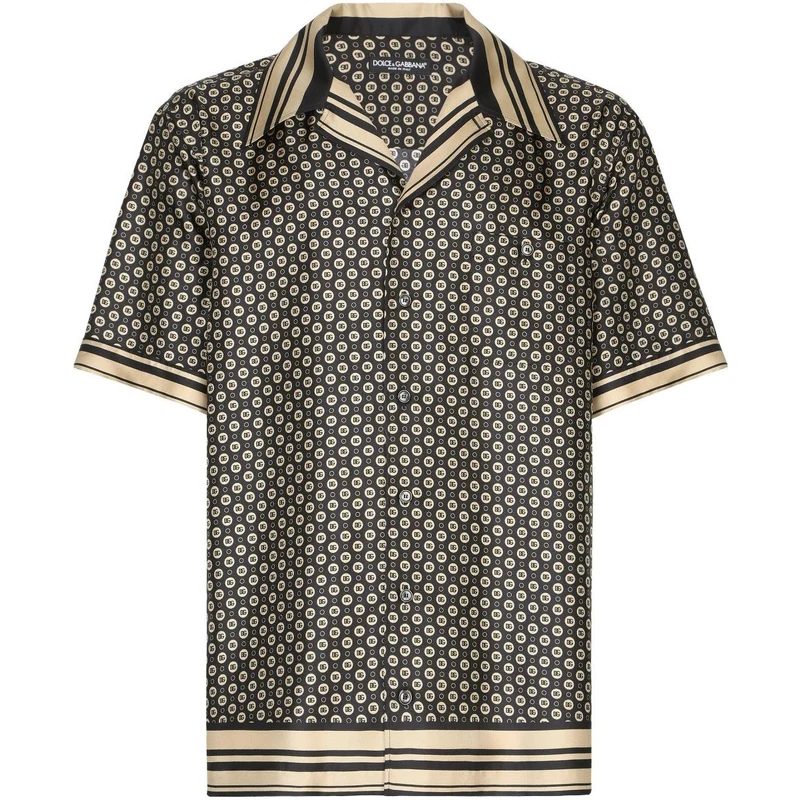 Dolce & Gabbana Camicia Smoking Fit Gold In White
