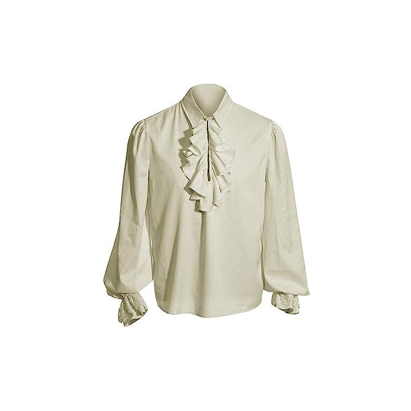 LATH.PIN Uomo Pirata Camicia Costume Vampiro Rinascimento Vittoriano