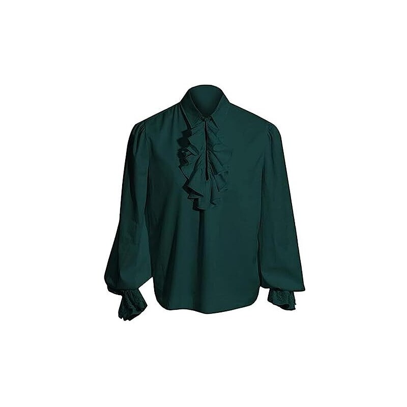 PARKLEES Camicia Pirata Rinascimentale Con Colletto Jabot E Maniche A Vescovo - Costume Medievale Vittoriano Per Uomo - 3