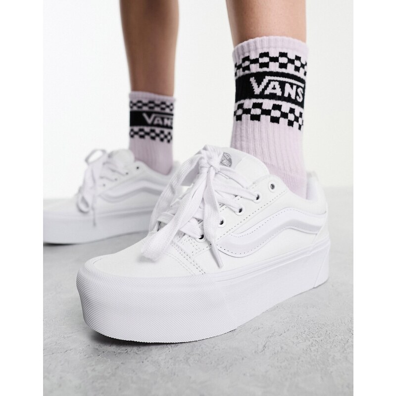 Vans - Knu - Sneakers bianche con plateau rialzato-Bianco