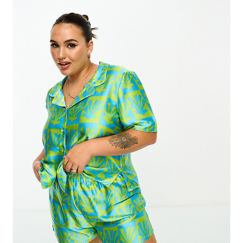 Luna - Set Pigiama Da Damigella In Raso Rosa Polvere Con Canottiera Con Volant E Pantaloncini - Foto 4