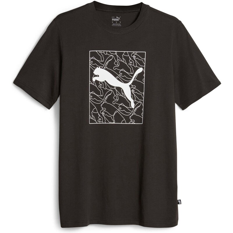 T-shirt nera da uomo con logo sul petto Puma Graphics