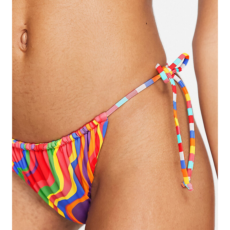 It's Now Cool Premium - Slip bikini con laccetti laterali multicolore arcobaleno