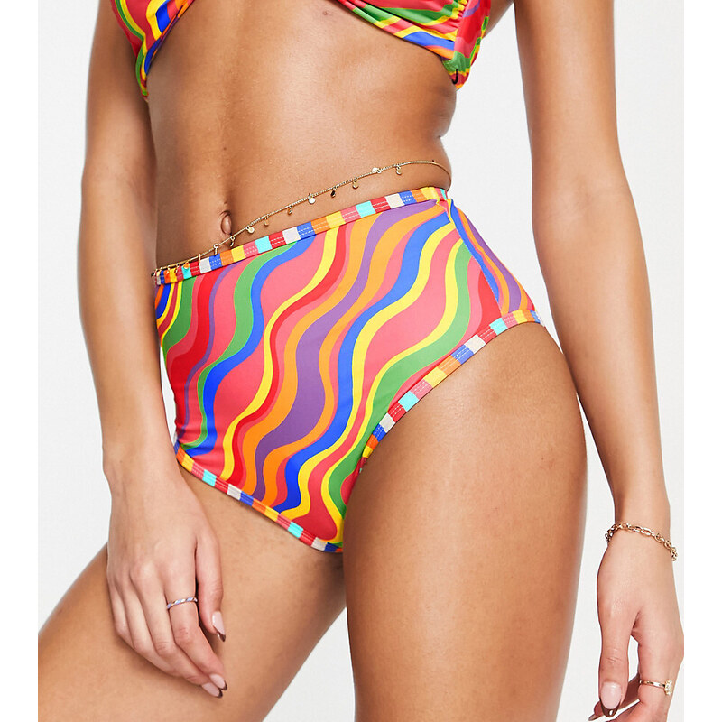 It's Now Cool Premium - Slip bikini a vita alta multicolore arcobaleno