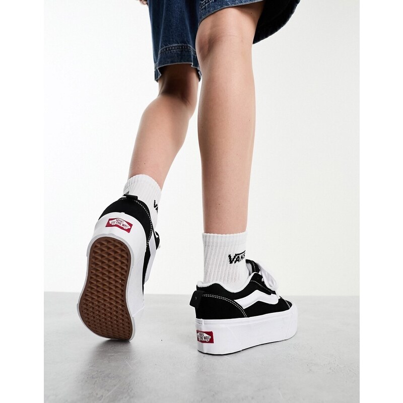 Vans - Knu Stack - Sneakers nere con suola platform rialzata-Nero