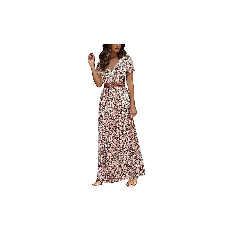 Abito Lungo Estivo Donna Con Stampa Floreale - Boho Elegante Per Sere D'Estate - Foto 8