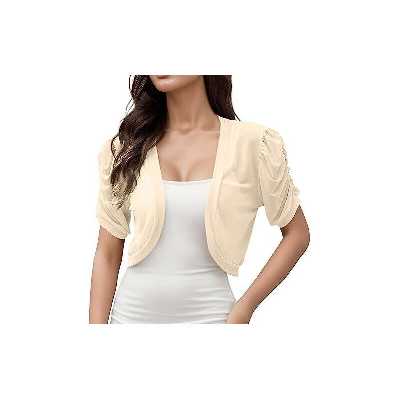 Cardigan Bolero A Tracolla Per Bambine - Manica 3/4 Arricciata, Taglia