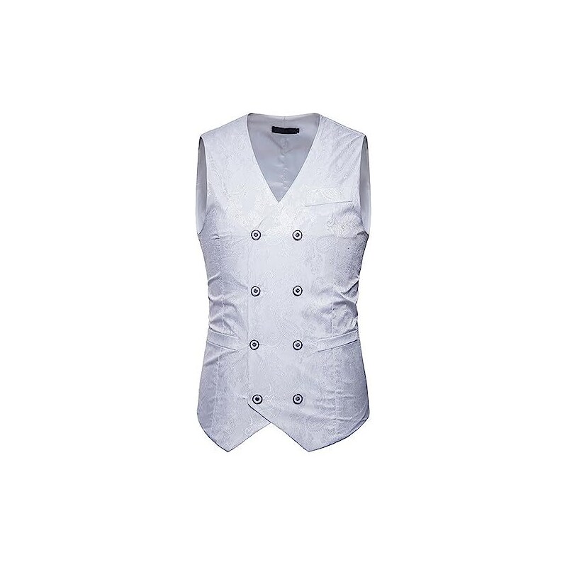 Gilet Donna Doppiopetto In Cotone - Elegante Panciotto Senza Maniche Stile Vittoriano - Foto 5