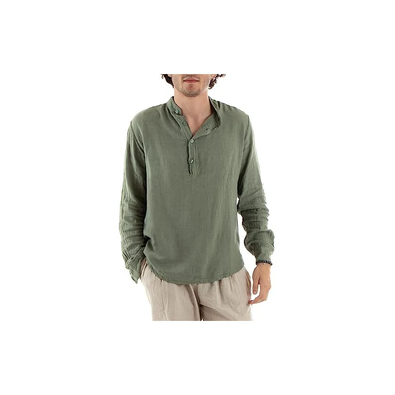 Pantaloni Uomo Viscosa Tasche America Classico Abbottonatura Allungata