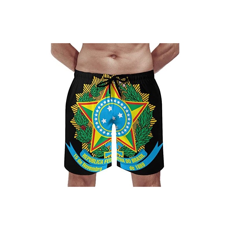 351 Uomo Bagno Shorts Stemma del Brasile Bermuda da Bagno Asciugatura