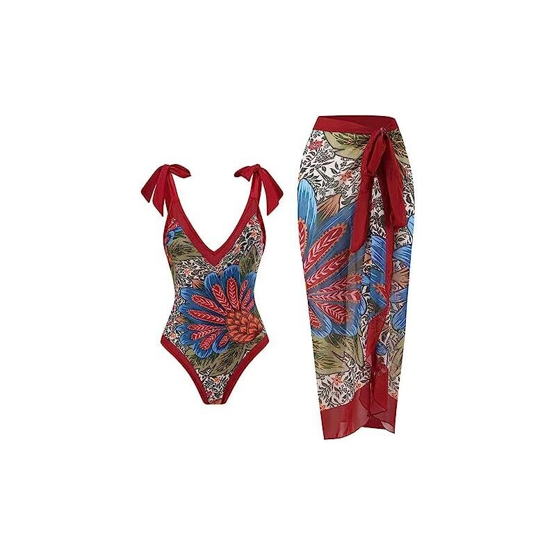 AIEOE Bikini Ragazza 4 Pezzi - Completo Estate Con Gonna E T-Shirt - Taglie 8-12 Anni